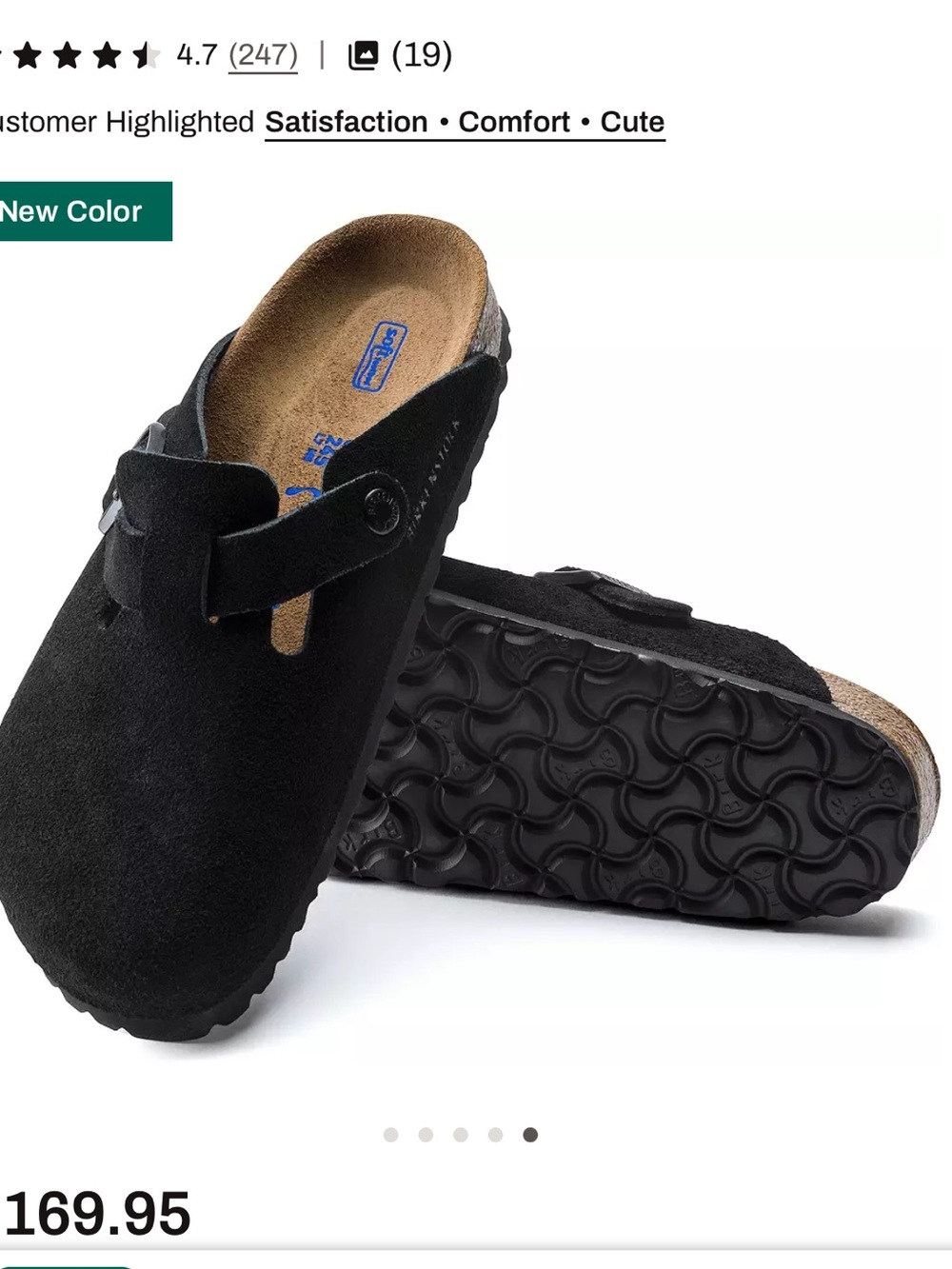 Birkenstock UNISEX Black Suede Boston Soft Footbed Clogs